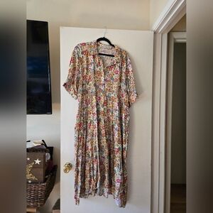 Natural Life Floral Button-Front Rebecca Midi Dress - Multicolor